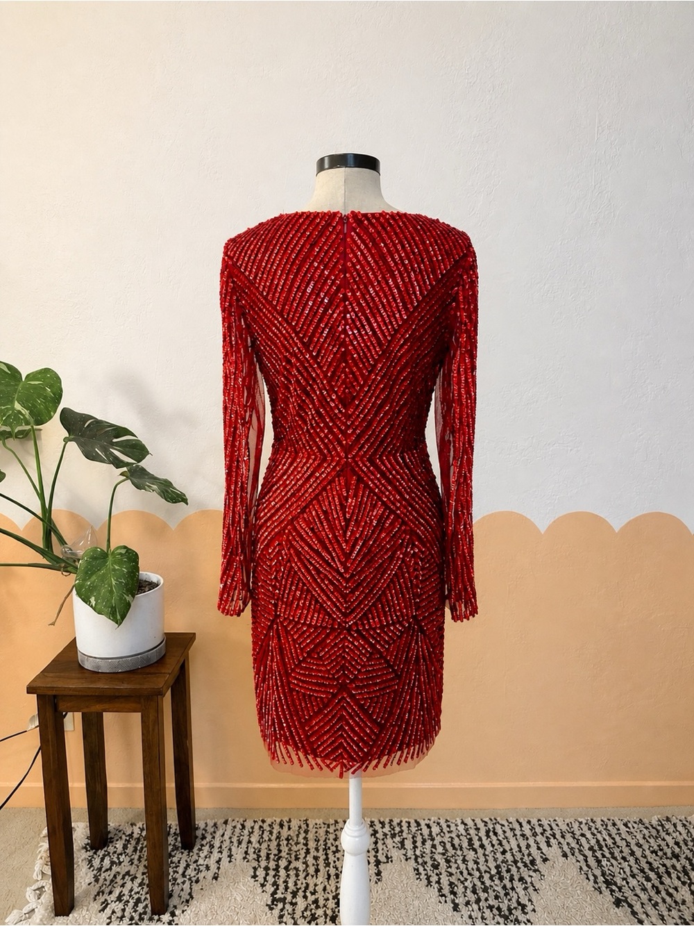 Gianni Bini Red Sloane Sequin Long-Sleeve V-Neck Dress - Picture 5 of 9